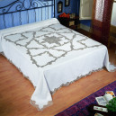 Coordinato Letto e Tavola in Lino con Pizzo Cantù – Copriletto, Lenzuolo, Tovaglia