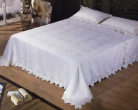 Completo Letto e Tavola in Lino con Ricamo Sfilato Siciliano – Copriletto, Lenzuolo, Tovaglia x12
