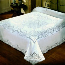 Completo Letto e Tavola in Lino con Ricamo Sfilato Siciliano – Copriletto, Lenzuolo, Tovaglia x12