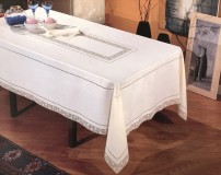 Intaglio Thread Tablecloth in Pure Linen