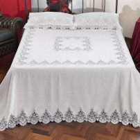 Coordinato Letto e Tavola in Lino con Pizzo Rebrodé – Copriletto, Lenzuolo, Tovaglia
